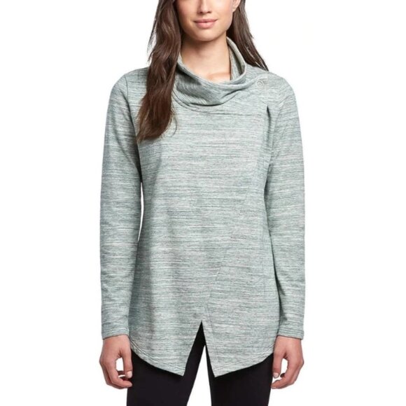Danskin Tops - Danskin NWT Pine Green French Terry Wrap Cowl Neck Top XS